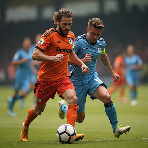 un jeune footballeur en pleine action sur le terrain, concentré sur le jeu